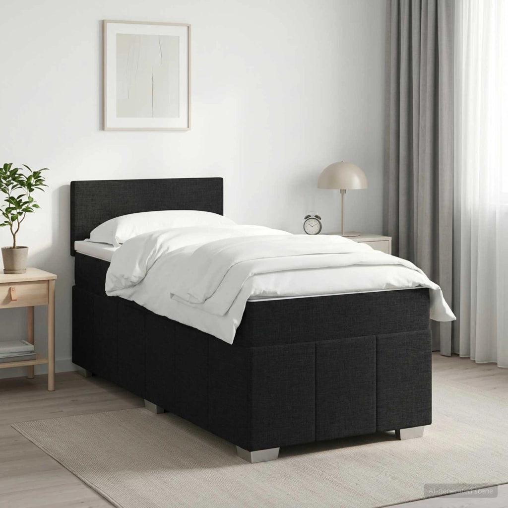 Letto box spring con materasso Nero 80 x 200 cm Tessuto 3451082