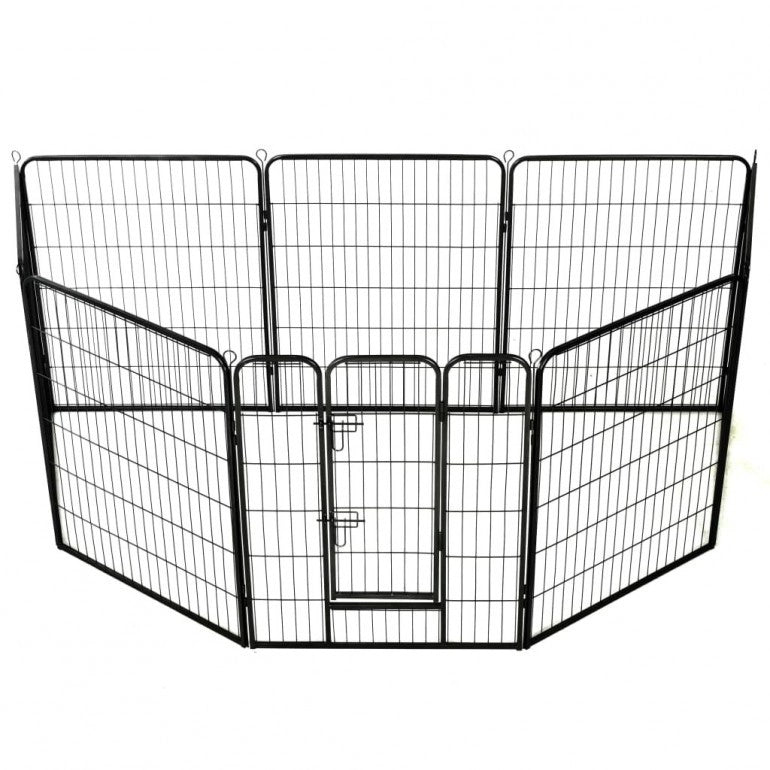 Recinto circolare box per cani Ezooza Bytom con 8 pannelli acciaio da 80 x 100 cm cadauno