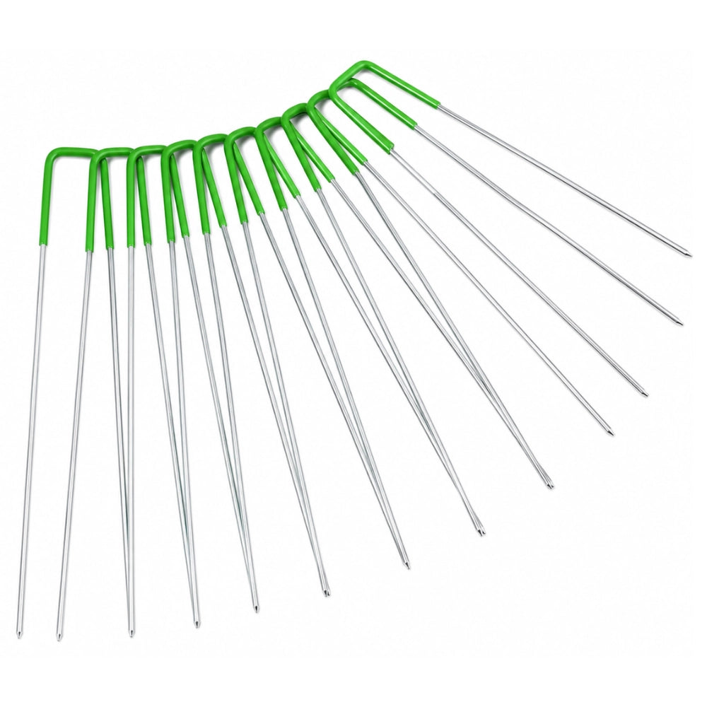 Picchetti a u zincati 15x3 cm testa verde fissaggio prato sintetico 20 pezzi
