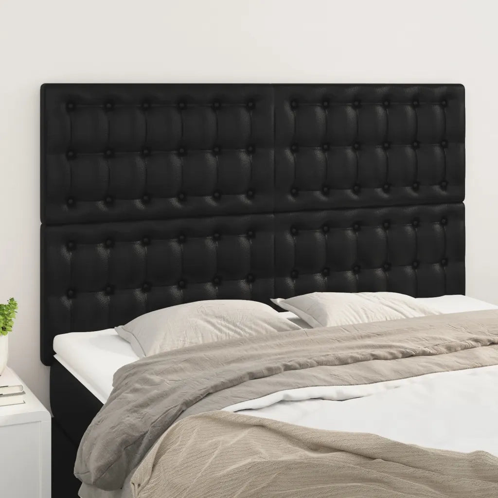 Testiera | Testata Nera 144x5x118/128 cm in Similpelle