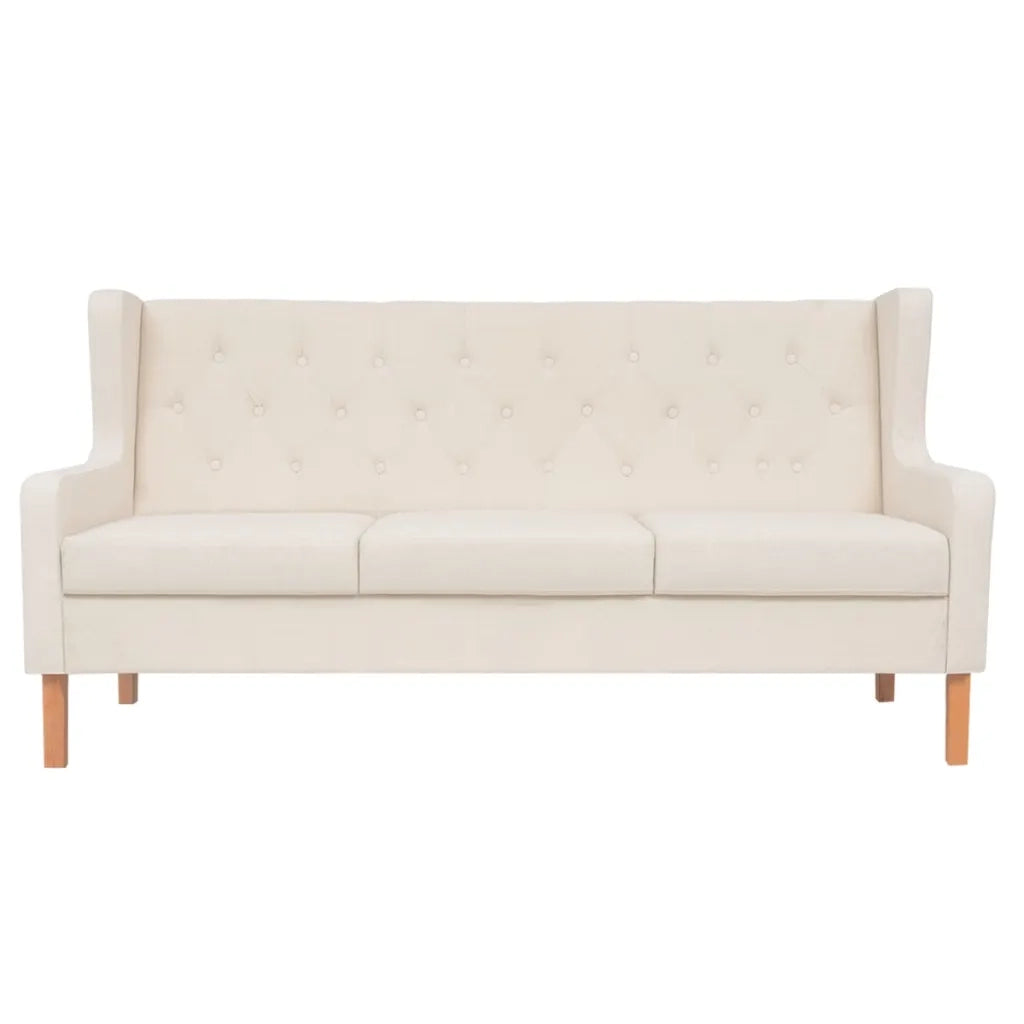 Divano a 3 Posti-Sofa 3 Posti in Tessuto Bianco Crema
