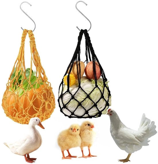 Bacino cibario per polli 2 pezzi Sacchetto di rete per polli Giardino per polli Polli RVS Contenitore per frutta Reticolo per polli Giocattolo per polli Accessori RVS Bacino cibario per anatre Oche Oche RVS