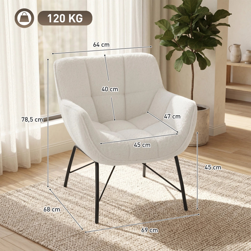 Poltrona Moderna ¨C Minimal ¨C Cremewei? Tessuto Sherpa
