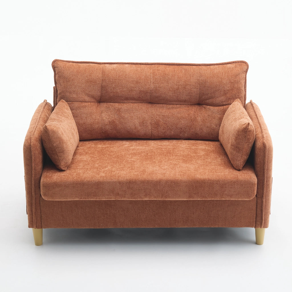 Divano 2 Posti con Braccioli e Tasche Laterali ¨C MINIMAL ¨C Chenille Marrone 127 cm