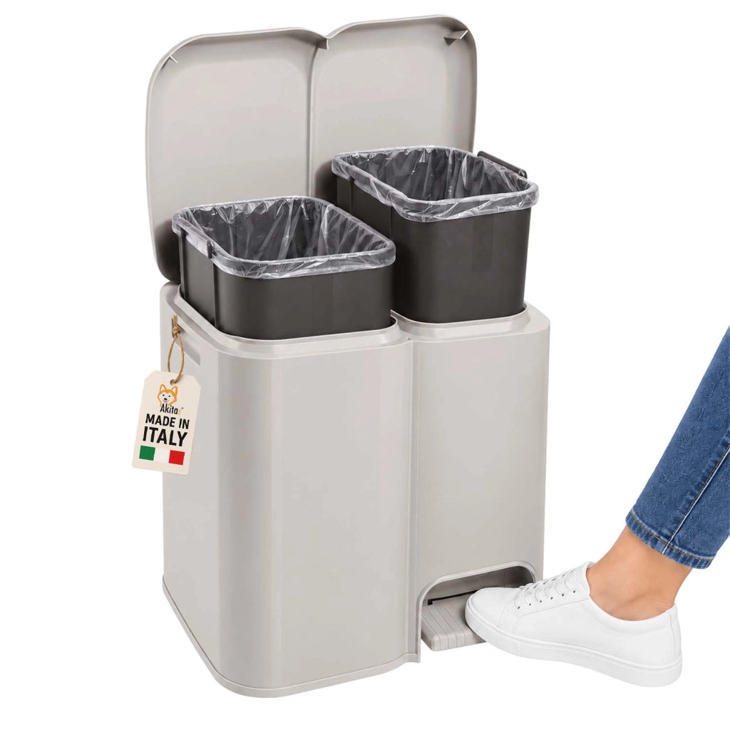 Akitaink Pattumiera Patty 2 a 2 Scomparti 21 L Grigio