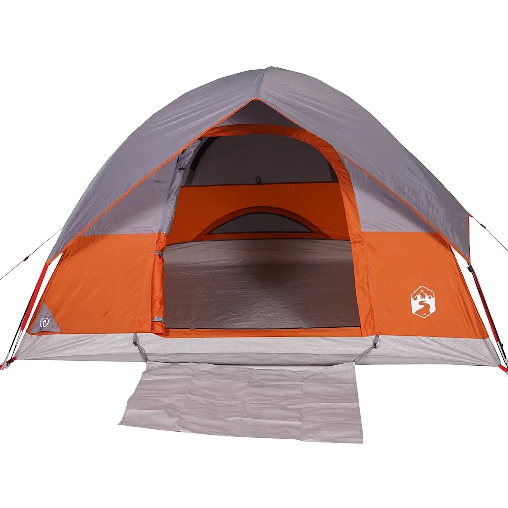Tenda da Campeggio a Cupola 3 Persone-Tenda per Escursionismo Grigio e Arancione Impermeabile
