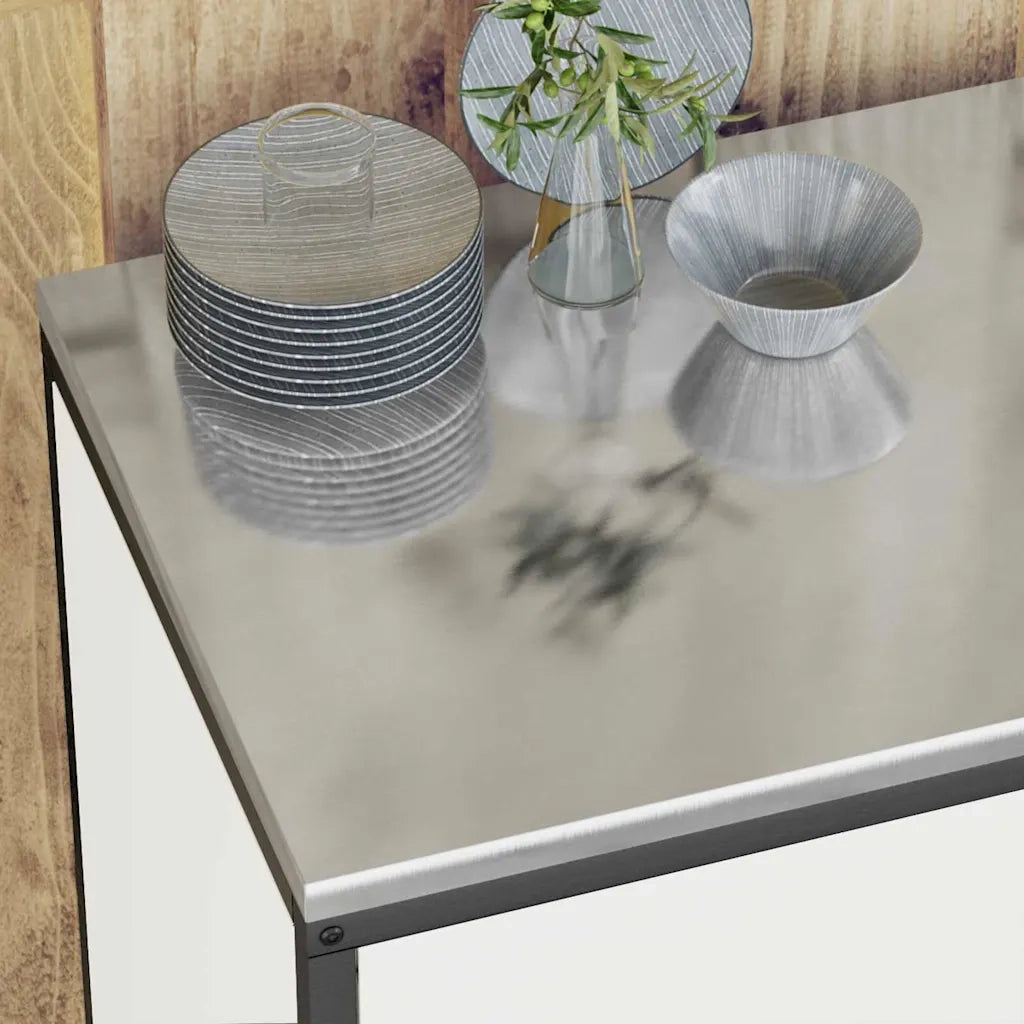 Set di Stoccaggio per Cucina con porta 2 pz-Armadietto Cucina-Armadietto Cucina Bianco Acciaio 715110