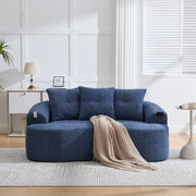 Divano due posti in chenille blu con design contemporaneo, senza molle, 164x92x60 cm