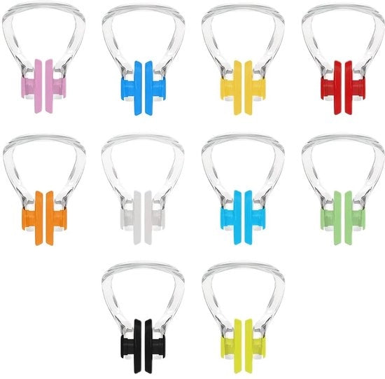 Stopperneus per nuotatore 10 pezzi - silicone - adatto adulti/beginnanti - 10 colori - con scatola - materiale di alta qualità - clip per nuotatore per nuoto