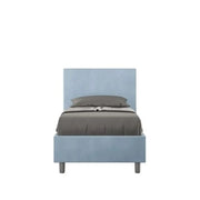 Letto singolo contenitore imbottito 80x190 microfibra azzurro Adele