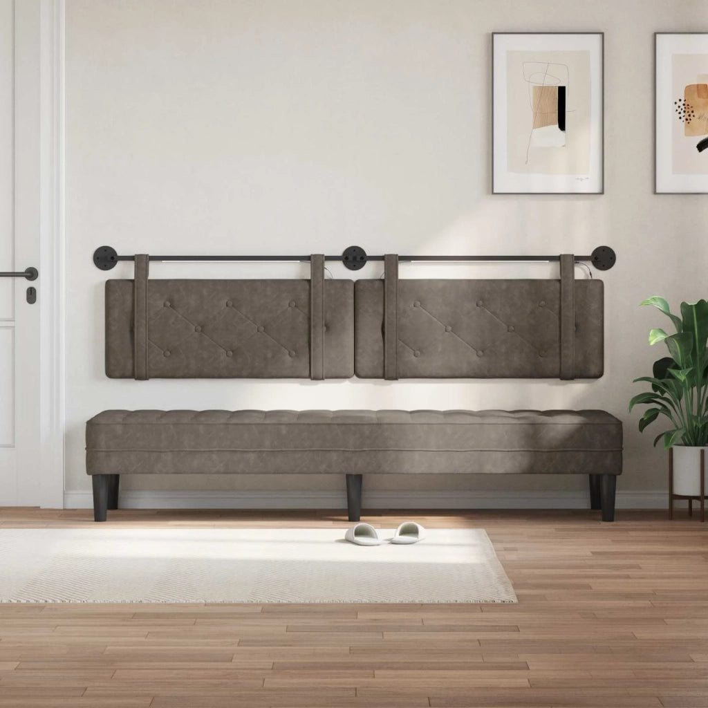Testiera | Testata sospesa Con luce LED Grigio PU Antico