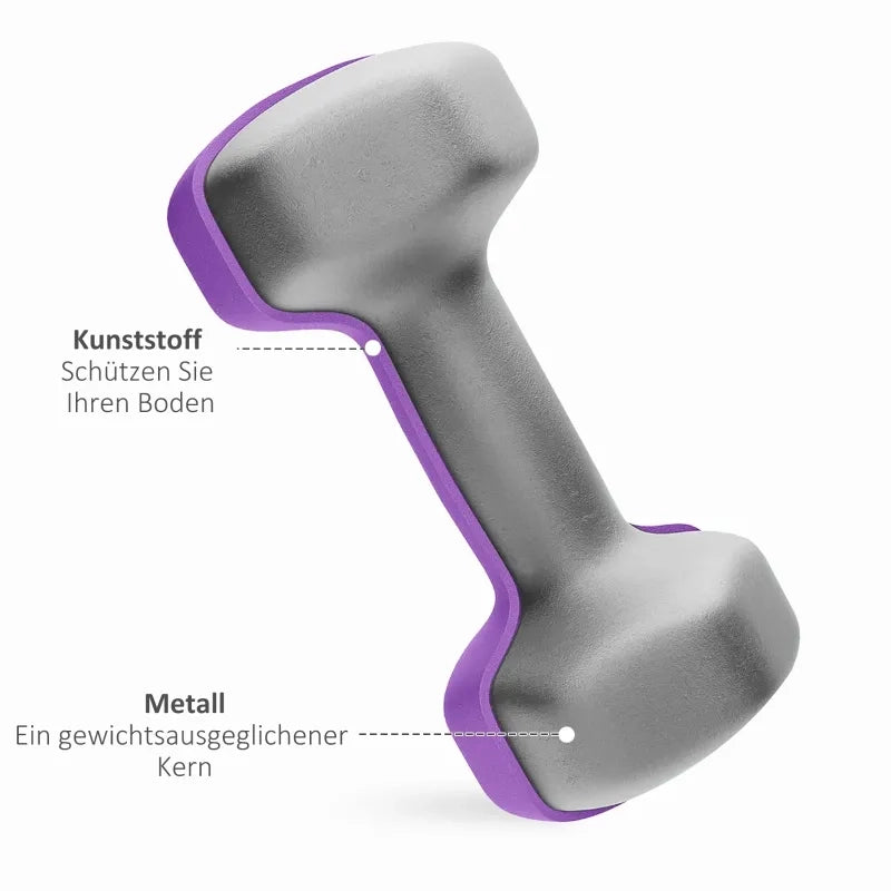 Set Manubri con Supporto, 6 Pezzi per Fitness: 2x1kg, 2x2kg, 2x3kg