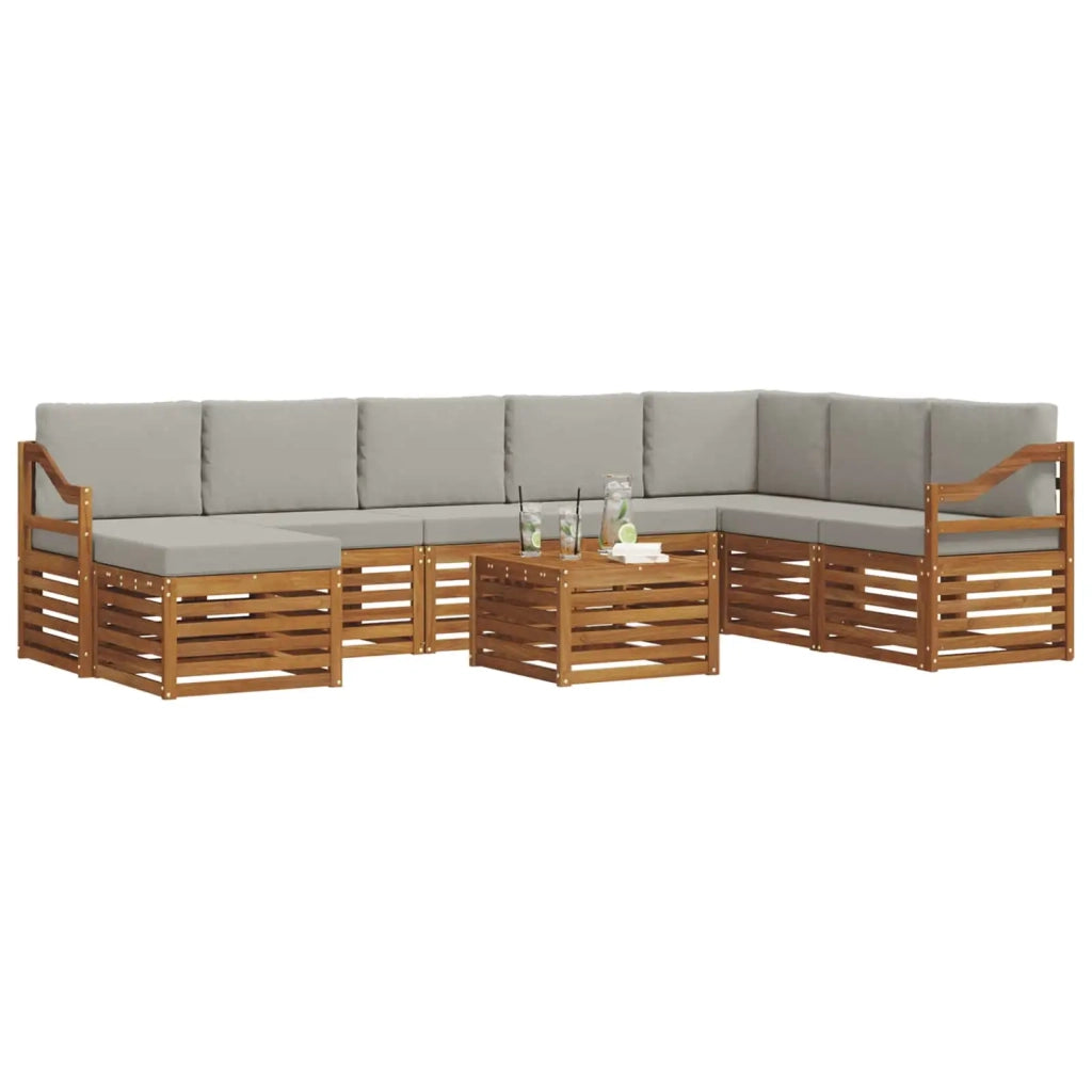 Set divano sezionale con cuscino 9 pcs Grigio Naturale e Chiaro 3375346
