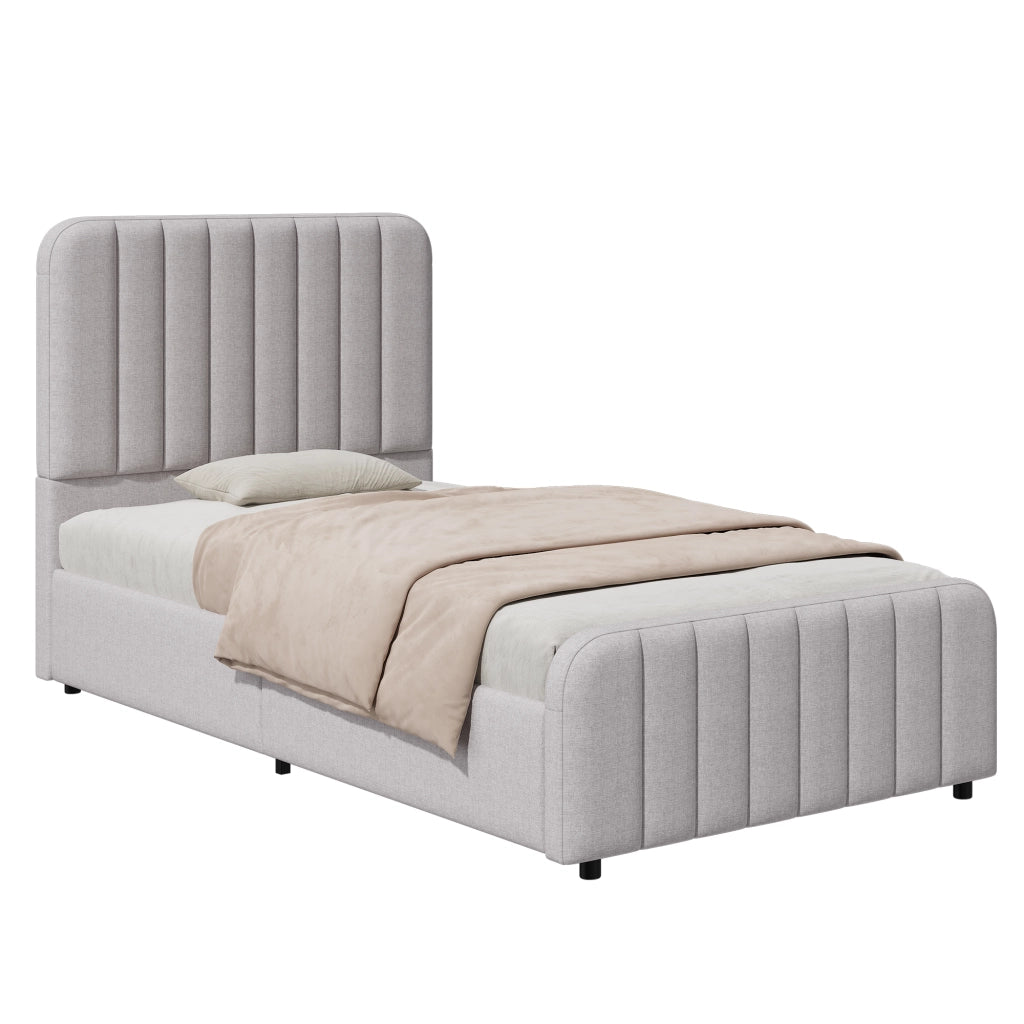 letto imbottito lino grigio 90 x 200 cm