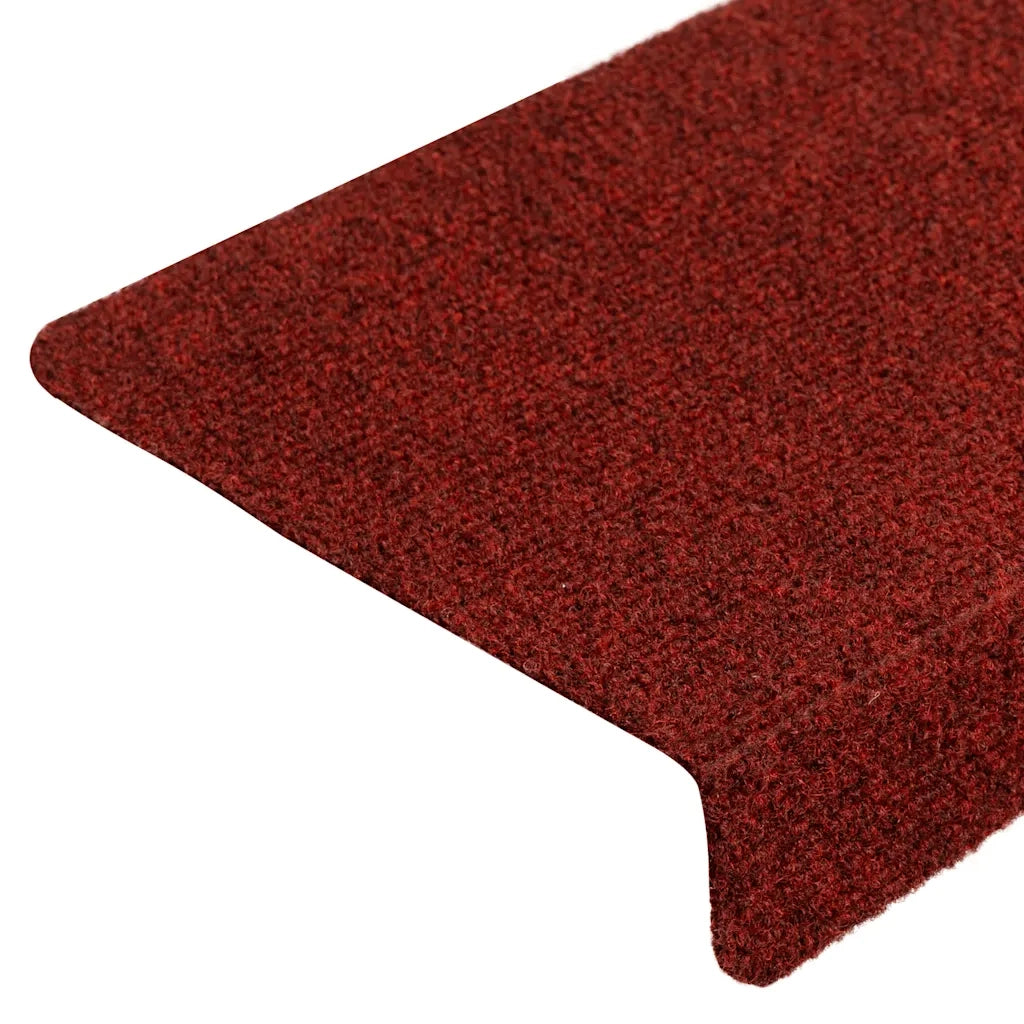 Tappetini per scale autoadesivi 10 pz | Gradini per Scale 65x21x4 cm Bordeaux Rosso Bordo rettangolare