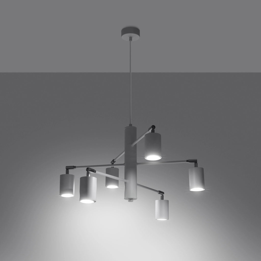 Lampada moderna in acciaio bianco a 6 luci LEMMI Bittersweet Shimmer GU10