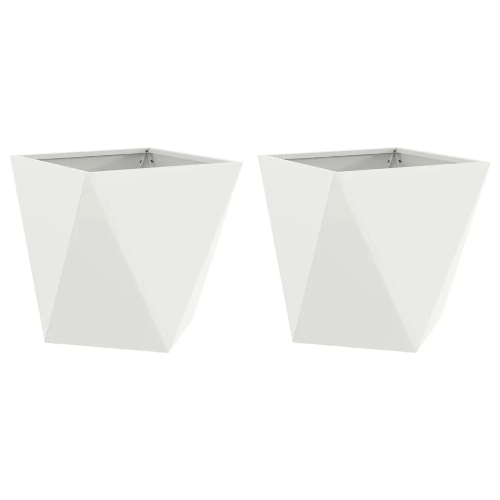 Fioriera 2 pcs Bianco 50 x 50 x 50 cm Acciaio 883839