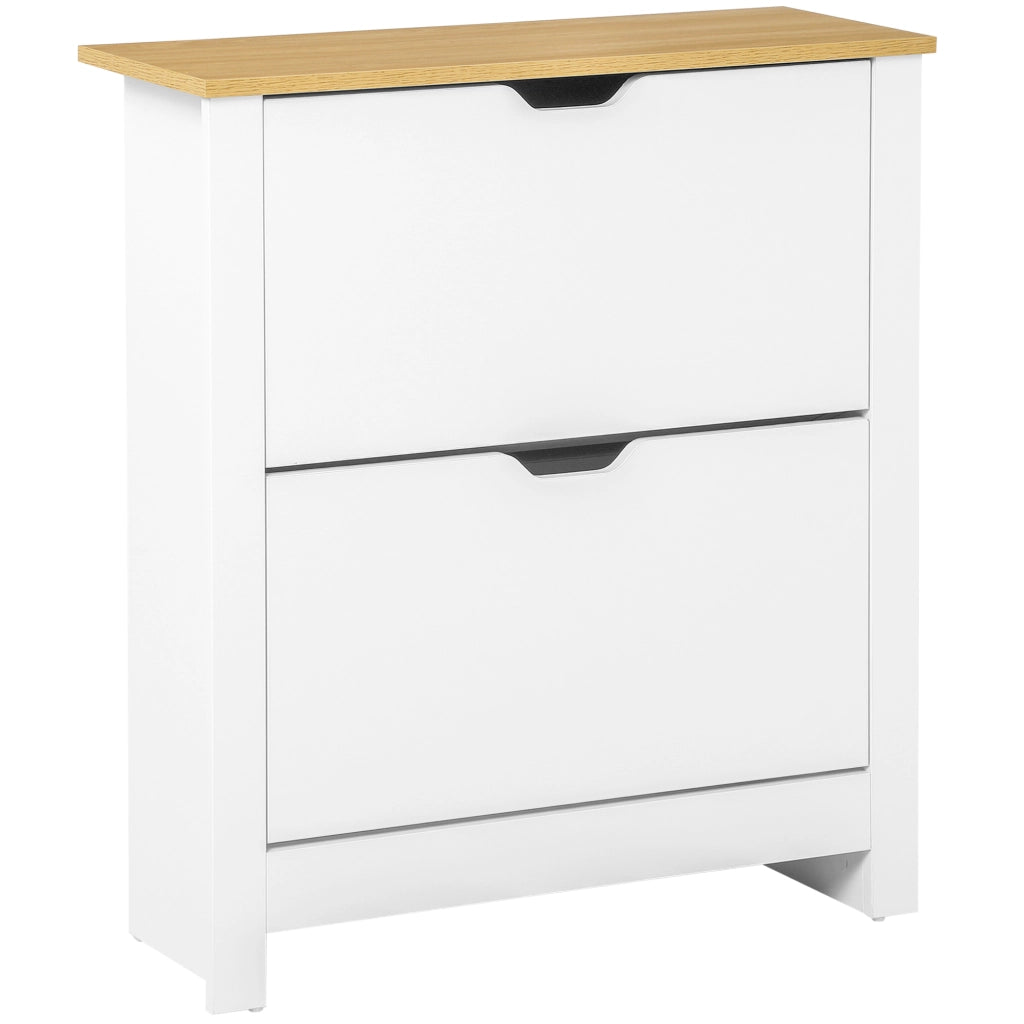 Scarpiera con 2 cassetti estraibili e ripiani interni per fino a 12 paia di scarpe bianca 72 × 26 × 80 cm