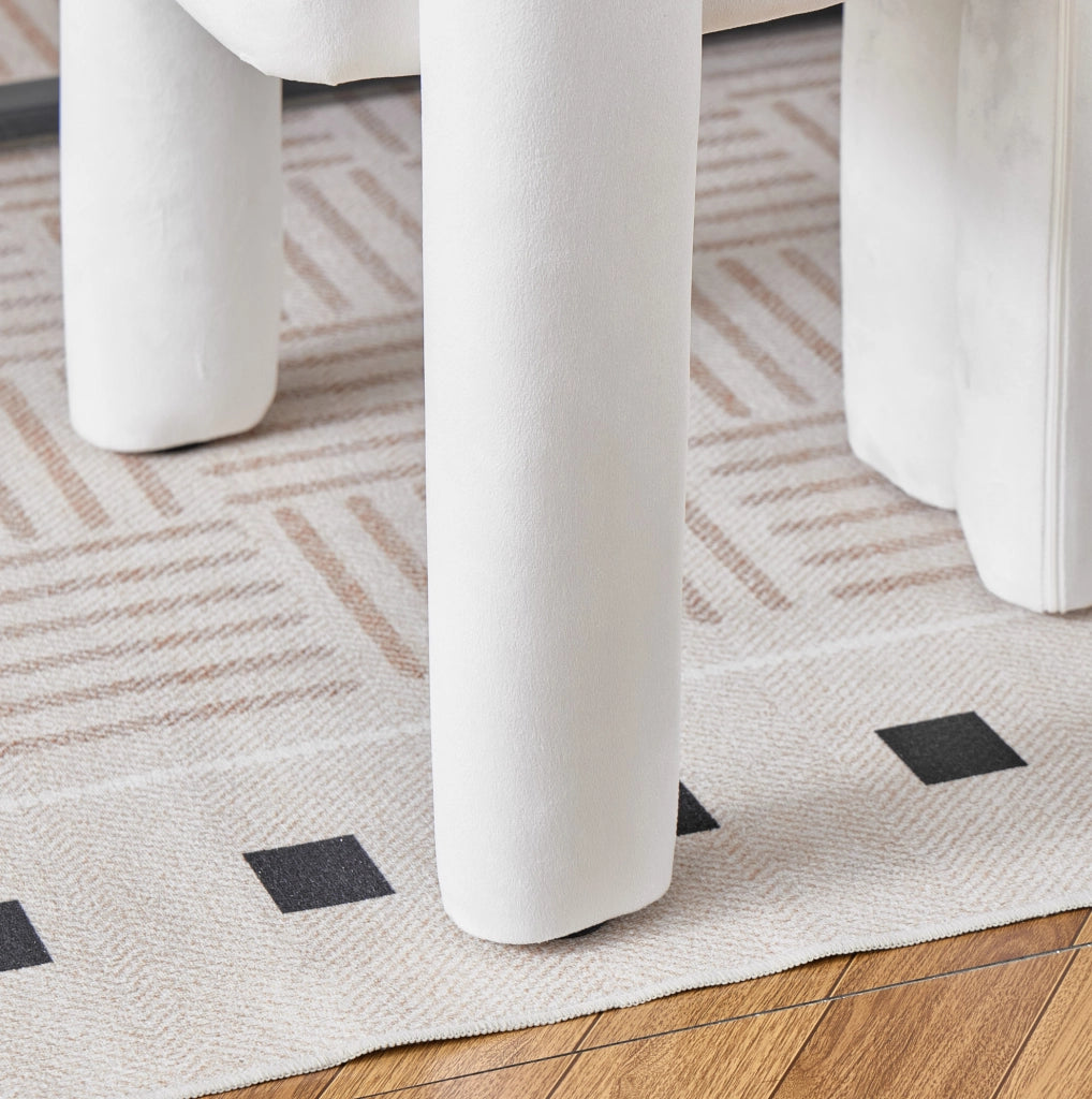 Set di 4 sedie da pranzo in velluto beige con braccioli