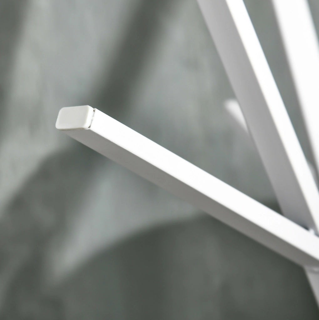 Appendiabiti in metallo bianco 45x45x180 cm con 3 barre e 8 ganci per ingresso