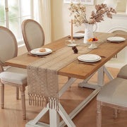 Tavolo da pranzo in stile boemiano con pennelli - tavolo da pranzo con tessuto in rete - tavolo da pranzo con tovaglia da tavolo a rete in stile rurale - adatto per la tavola da pranzo in primavera, arredamento per la casa - 30x200cm