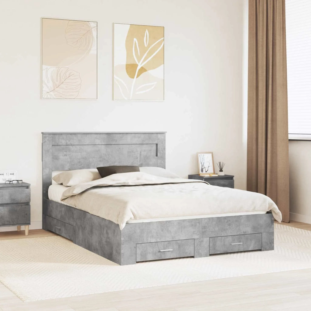 Struttura del letto con testiera Grigio cemento 160 x 200 cm