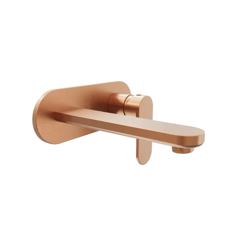 Set miscelatori lavabo ad incasso placca stondata bidet miscelatore doccia con deviatore rame spazzolato | Margot
