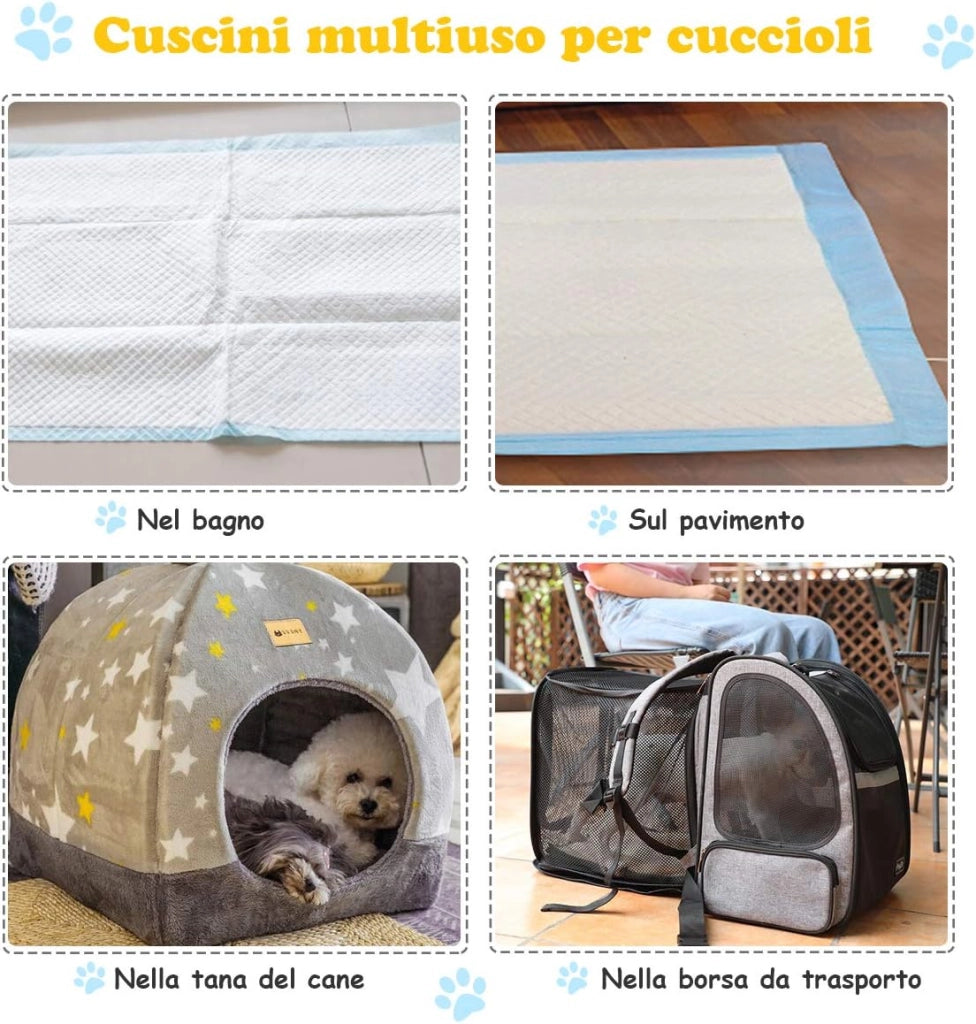 Tappetini Igienici Grandi per Animali, Traverse Animali a 5 Strati, Assorbe Bene Senza Perdite (60 x 90 cm 100 Pezzi)