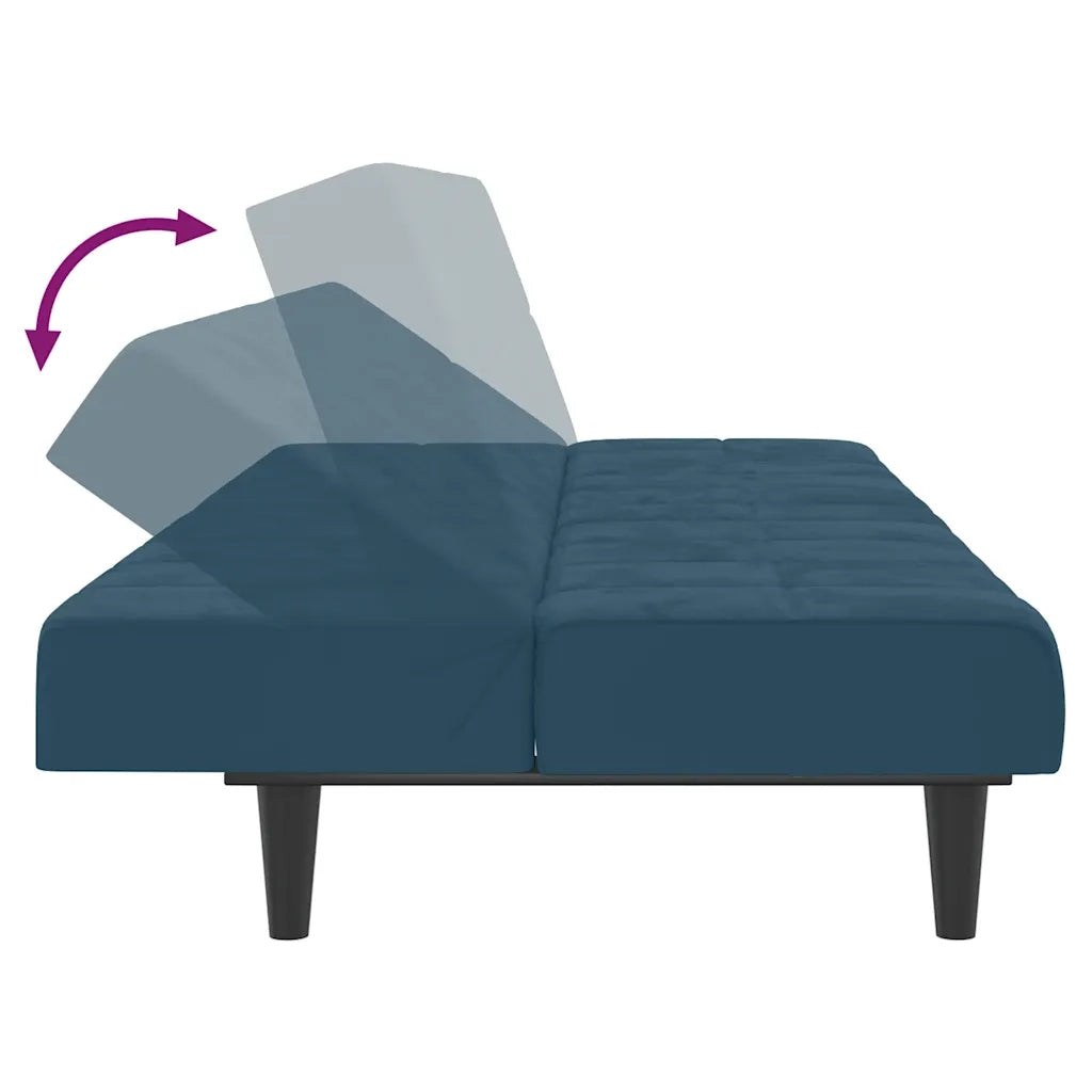 Divano Letto a 2 Posti Blu in Velluto 375840