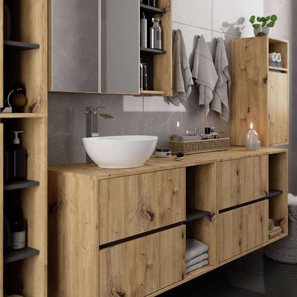 Mobile bagno sospeso VAMI Rovere Artisan, Grigio Grafite 35 cm 1 anta 35x30x80 cm