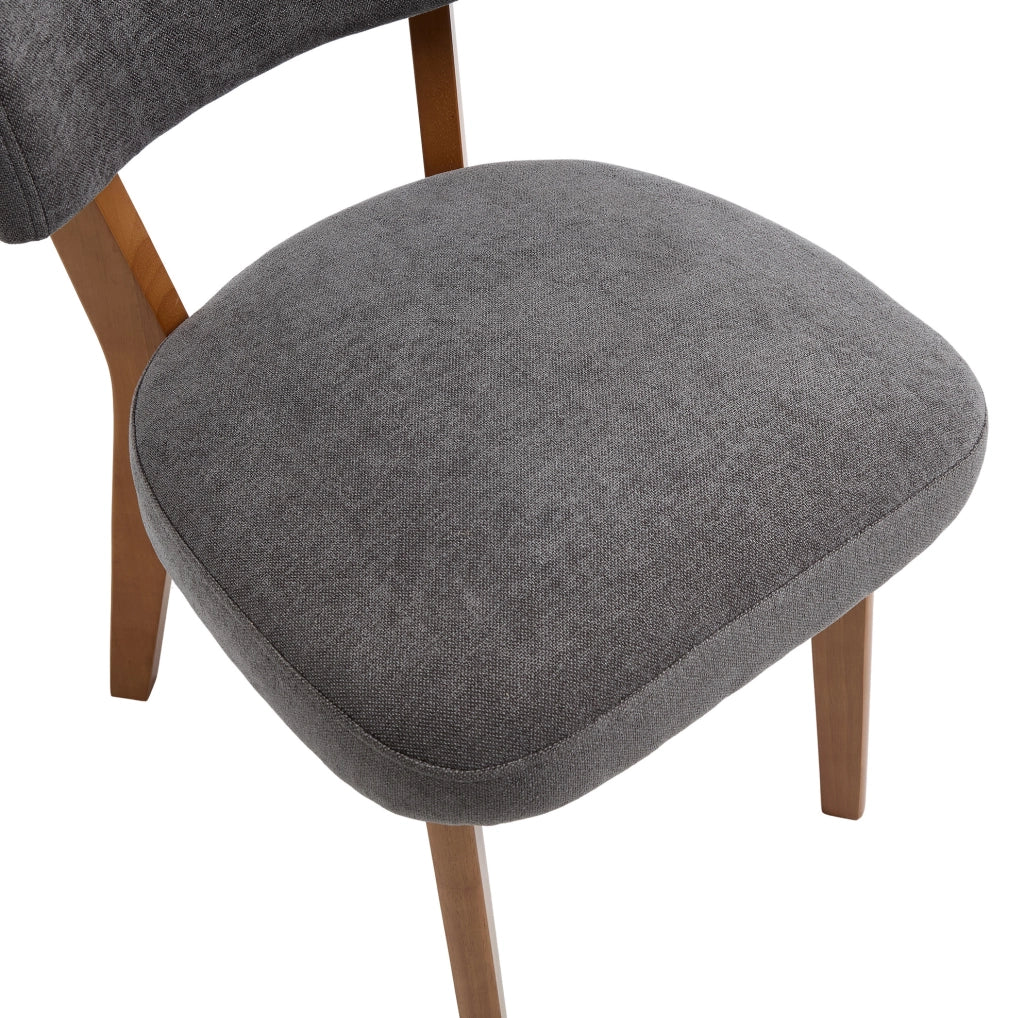 Set 2 sedie da pranzo imbottite grigie con gambe in legno massello HOMVRA