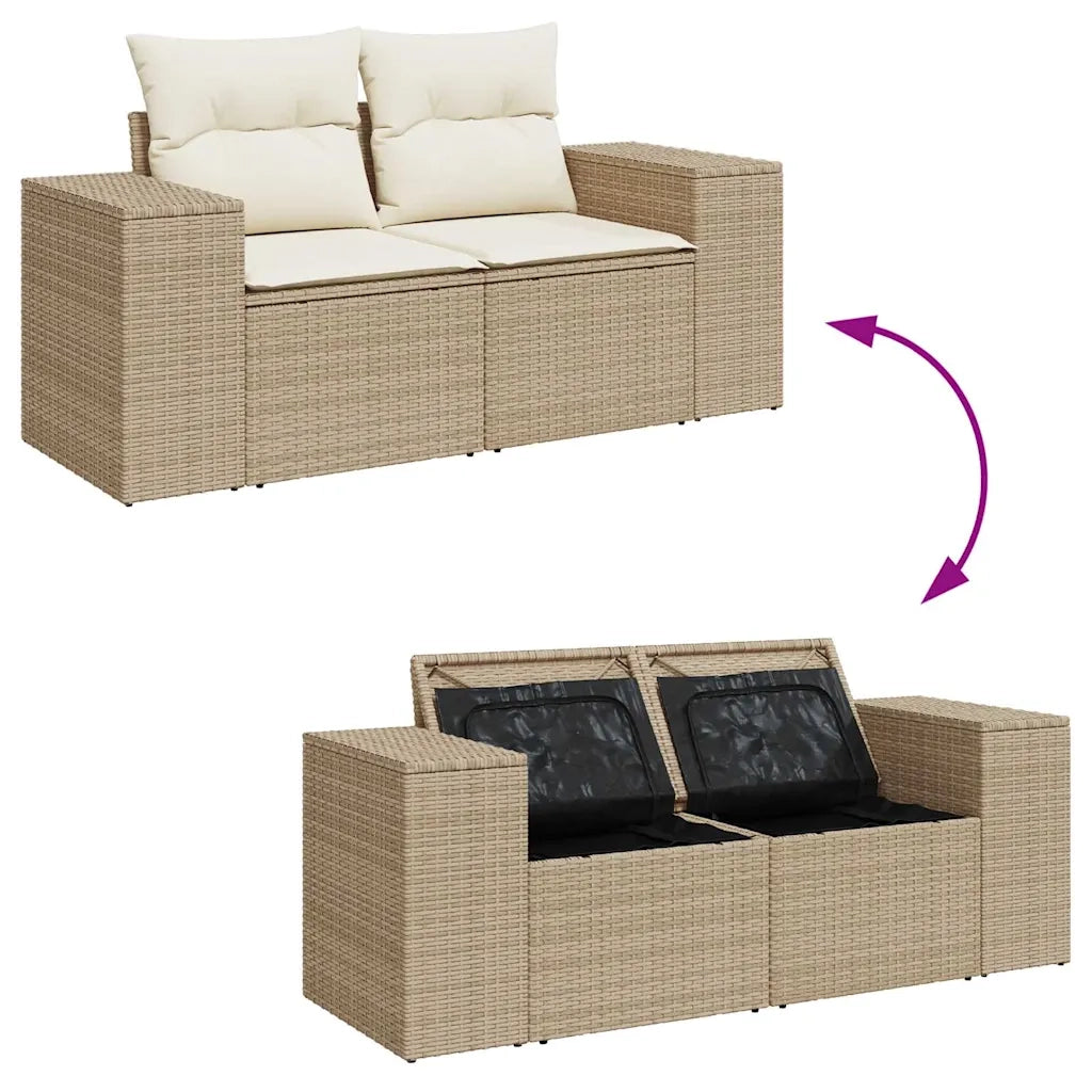 Set Divano da Giardino 5 pz con Cuscini Beige in Polyrattan 3327369