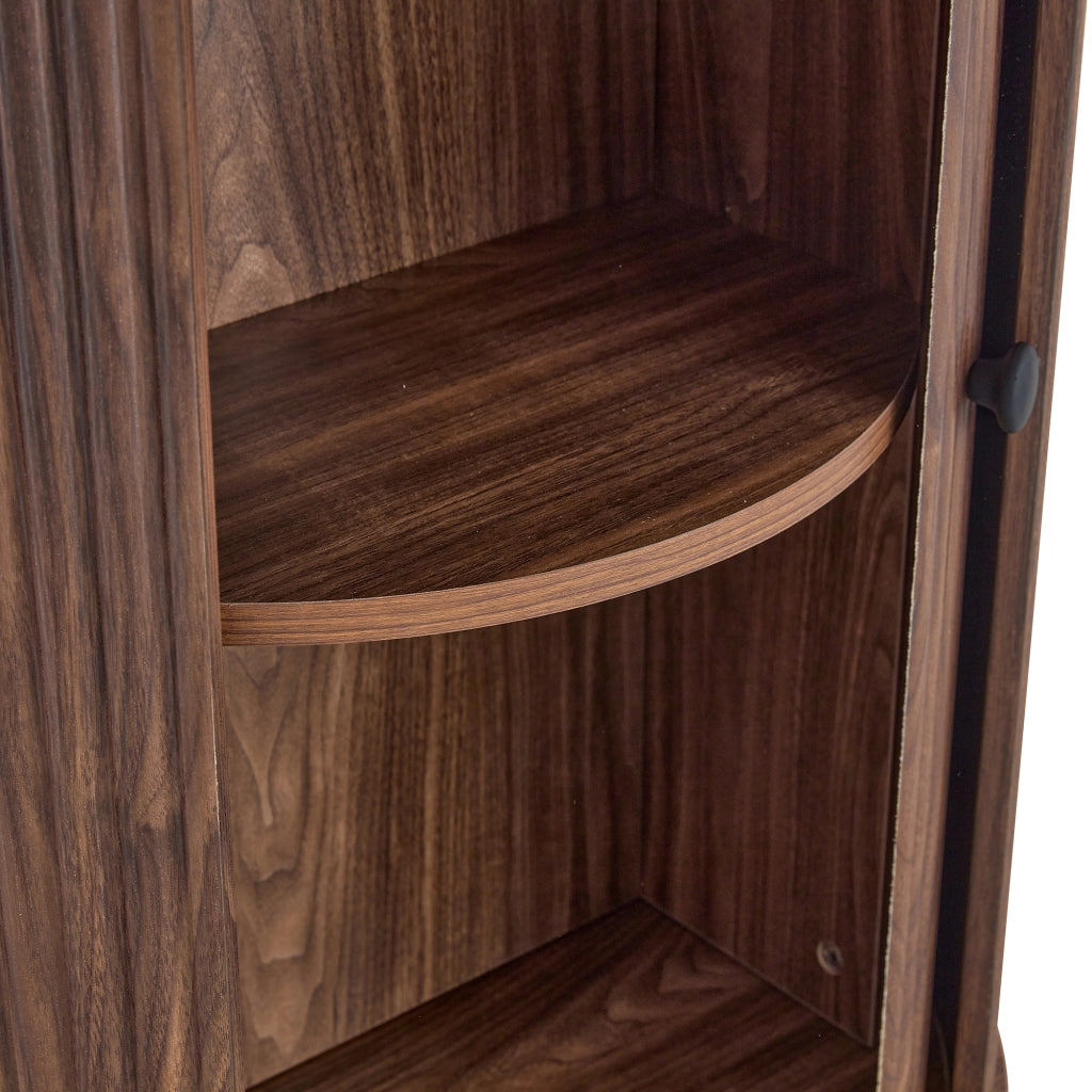 Tavolo da pranzo rotondo con vano contenitore, per 4-6 persone, in MDF, noce, 115 × 115 × 74 cm