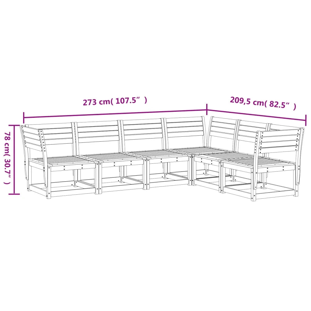 Set Divani da Giardino 6 pz Marrone Cera Legno Massello Pino 3217017