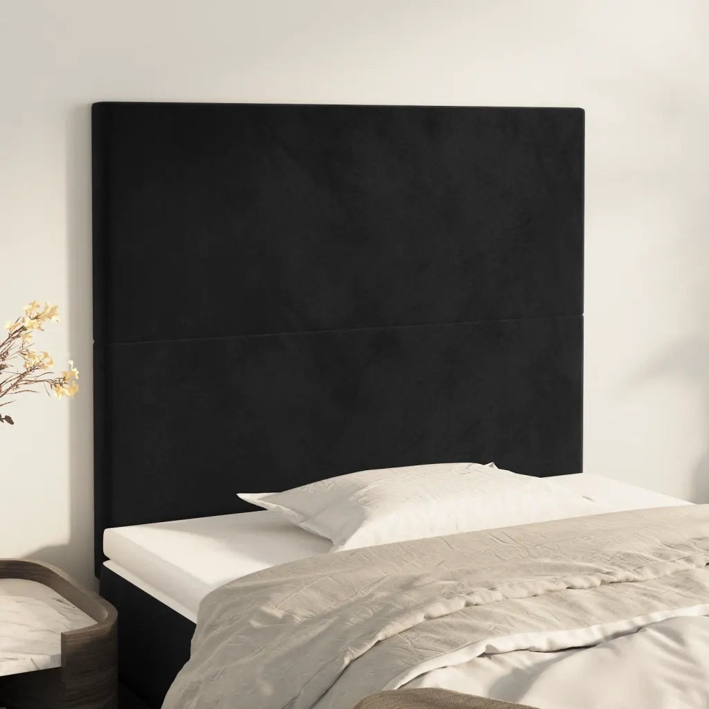 Testiera | Testata Nera 80x5x118/128 cm Velluto