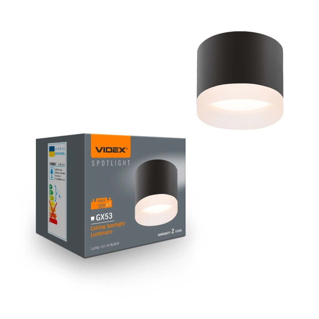 Plafoniera spot da soffitto nera GX53 Videx Spotlight