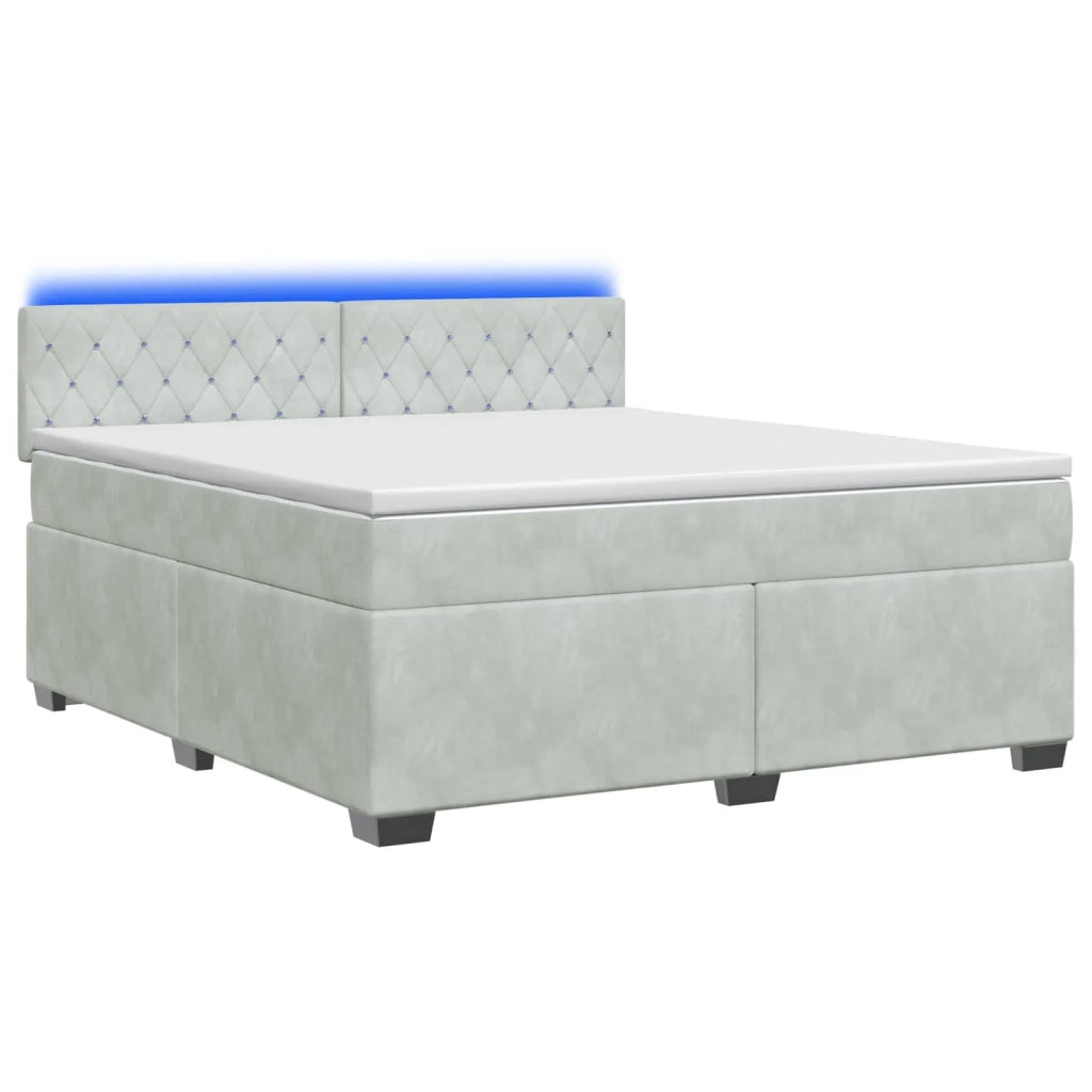 Letto con Box Spring, Materasso e LED Grigio Chiaro Velluto 3452204