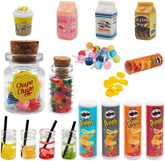 Set di cibo per bambole in miniatura da 18 pezzi - cibo e bevande per bambole - accessori per bambole - accessori per case di bambole - giocattoli creativi - plastica/resina - accessori per case di bambole
