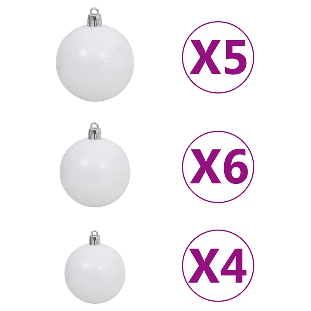 Albero di Natale Preilluminato con Palline Argento 180 cm PET 3077696