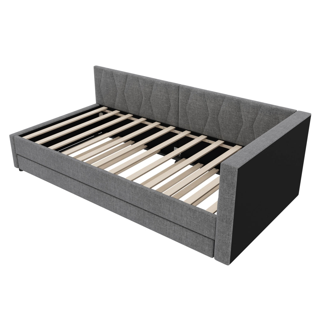 Letto daybed multifunzione 90x200 cm con letto estraibile; USB Type C; LED; grigio