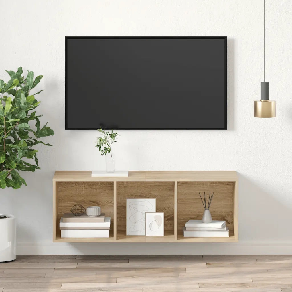 Mobile TV da Parete Rovere Sonoma 37x37x107cm Legno Multistrato 805483