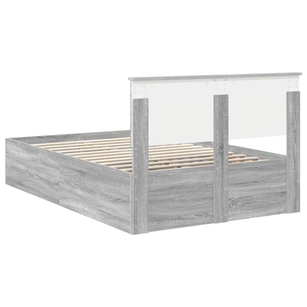 Struttura del letto con testiera Grigio Sonoma 135 x 190 cm 3408681
