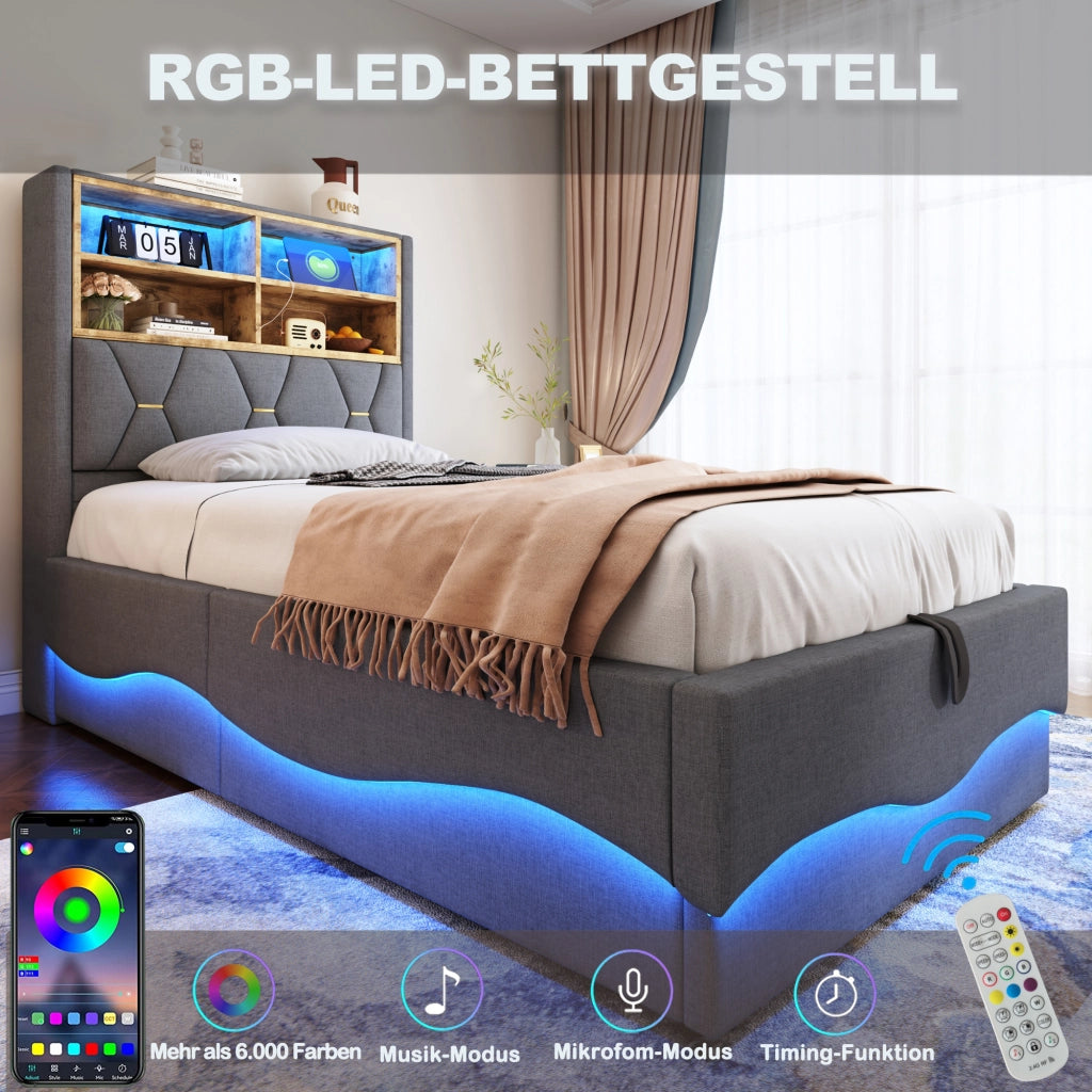 letto per bambini ferro grigio 90 x 200 cm