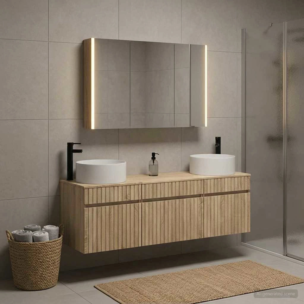 Set di Armadi da Bagno 4 pz Rovere Sonoma Legno ingegnerizzato 3406665