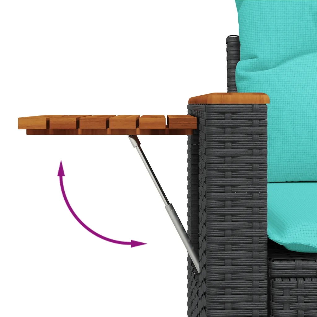 Divano da giardino con cuscini 2 posti nero in polyrattan 366036