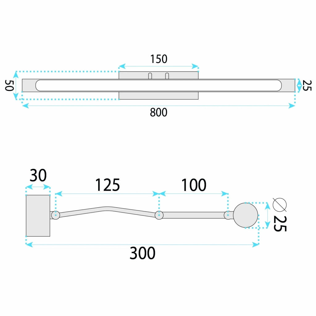 Applique Da Bagno Led Swe018-1w 80cm Chrome