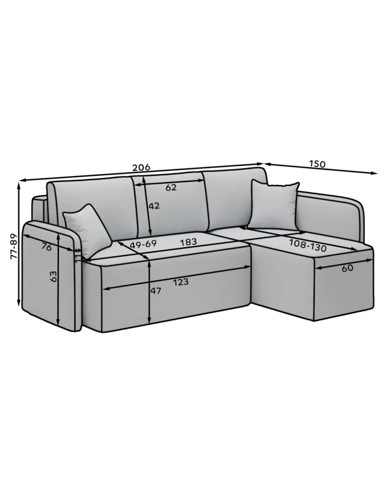 Divano ad angolo collezione HEDSON colore Grigio
