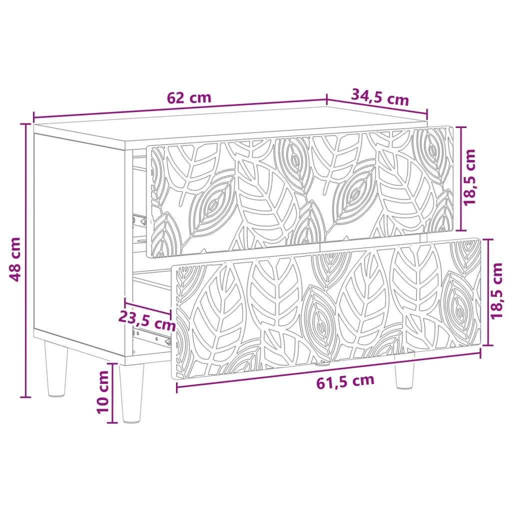 Comodino Legno antico 62 x 34,5 x 48 cm Legno ingegnerizzato 895013