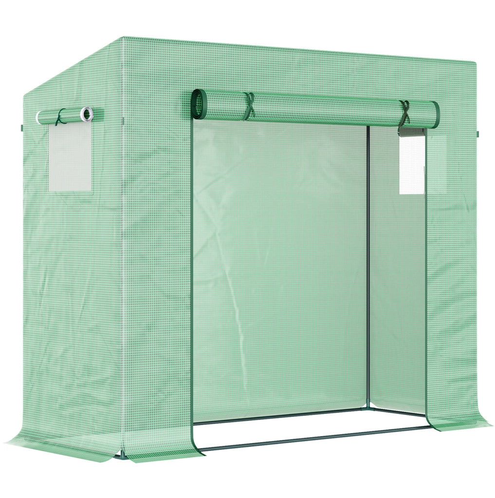 Serra a tunnel verde con porta, 200 x 76 x 168 cm