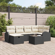 Set di divani con cuscino 7 pcs Nero e Crema polyrattan